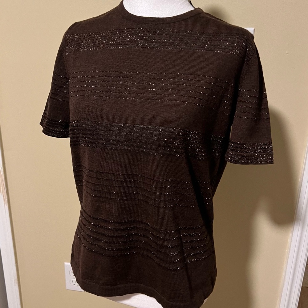 SALVATORE FERRAGAMO NWT$245.00!!New with tags Vintage brown short sleeve size L.